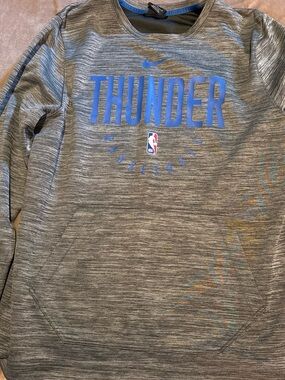 Nike Grey and Blue Dri-Fit NBA Pullover
